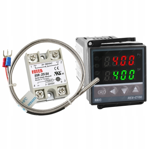REGULATOR TEMPERATURY CZUJNIK TYPU K 1,5m +SSR 25DA DO WĘDZARNI RYB WĘDLIN