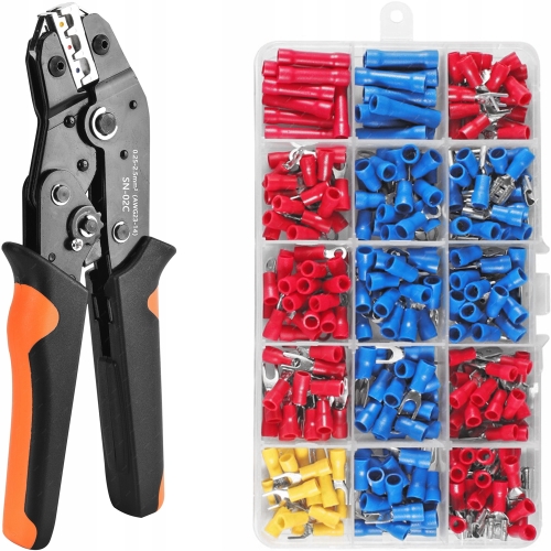 ZACISKARKA DO KONEKTORÓW SN-02C DOKŁADNA + 280X KONEKTORY OCZKOWE WIDEŁKOWE