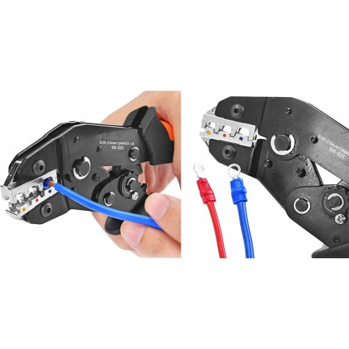 ZACISKARKA DO KONEKTORÓW SN-02C DOKŁADNA + 280X KONEKTORY OCZKOWE WIDEŁKOWE