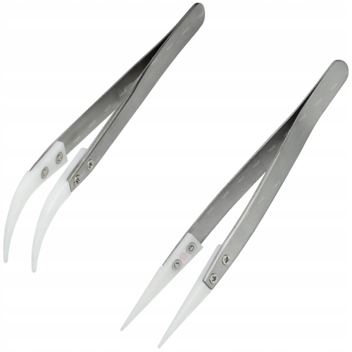 PĘSETA CERAMICZNA WYSOKOTEMPERATOROWA ZESTAW PĘSET PINCET PROSTA ZAGIĘTA 2X