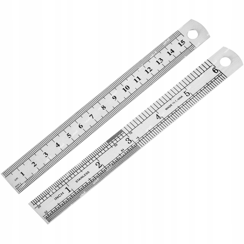 PRECYZYJNA LINIJKA METALOWA DWUSTRONNA 15cm 6cali MOCNA NIEZBĘDNA W GARAŻU