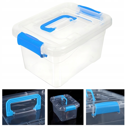 POJEMNIK PUDEŁKO ORGANIZER ZAMYKANY Z RĄCZKĄ DO PRZENOSZENIA PRZEZROCZYSTY