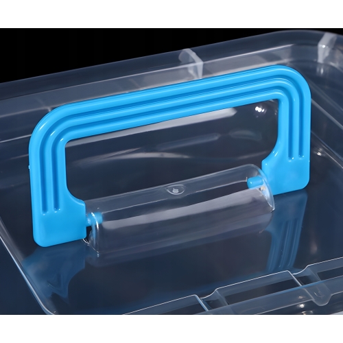 POJEMNIK PUDEŁKO ORGANIZER ZAMYKANY Z RĄCZKĄ DO PRZENOSZENIA PRZEZROCZYSTY