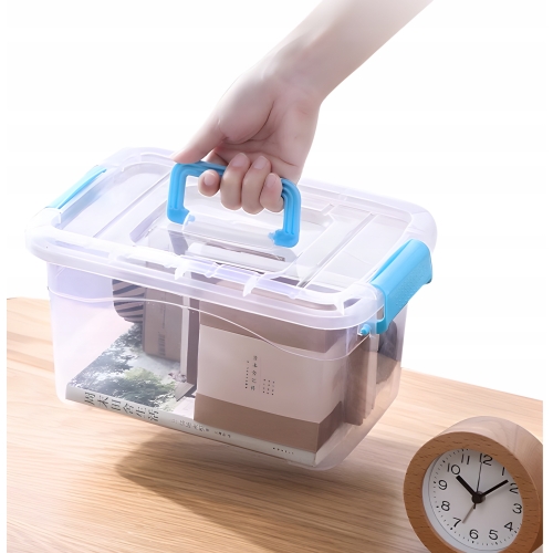 POJEMNIK PUDEŁKO ORGANIZER ZAMYKANY Z RĄCZKĄ DO PRZENOSZENIA PRZEZROCZYSTY