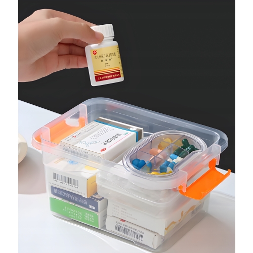 POJEMNIK PUDEŁKO ORGANIZER ZAMYKANY Z RĄCZKĄ DO PRZENOSZENIA PRZEZROCZYSTY