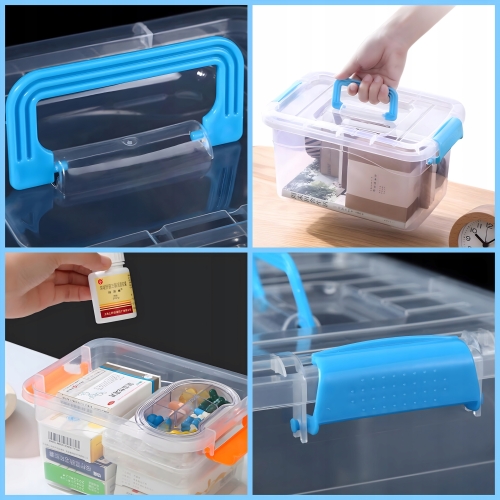 POJEMNIK PUDEŁKO ORGANIZER ZAMYKANY Z RĄCZKĄ DO PRZENOSZENIA PRZEZROCZYSTY