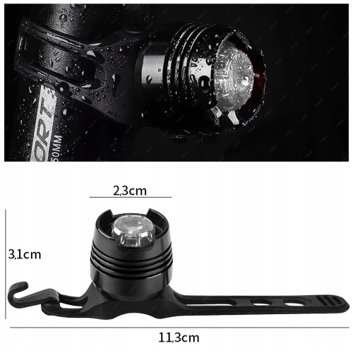 LAMPKA ROWEROWA PRZEDNIA LED ALUMINIOWA OŚWIETLENIE ROWEROWE 3 TRYBY MIGA