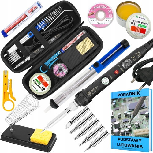 LUTOWNICA PRECYZYJNA KOLBOWA S601A 60W + AKCESORIA LUTOWNICZE ETUI PORADNIK