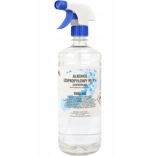 ALKOHOL IZOPROPYLOWY IZOPROPANOL IPA 99,9% CZYSTY 1L + ŚCIERECZKI BEZPYŁOWE