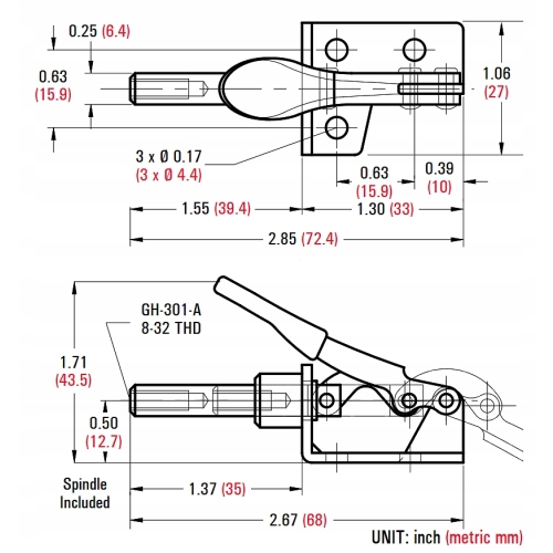 NACIĄG UCHWYT ŚCISK SZYBKOMOCUJĄCY GH-301-AM 45kg