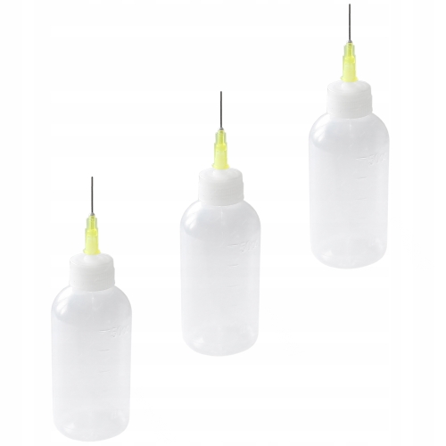 BUTELKA Z IGŁĄ HDPE APLIKATOR DOZOWNIK NA PŁYN CHEMIĘ UNIWERSALNY 50ml 3szt