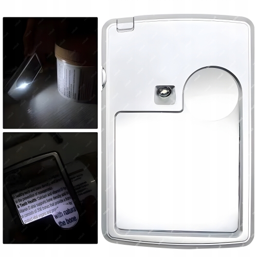 LUPA JUBILERSKA SZKŁO POWIĘKSZAJĄCE KIESZONKOWA RT0350 3x 6x 45x45mm LED