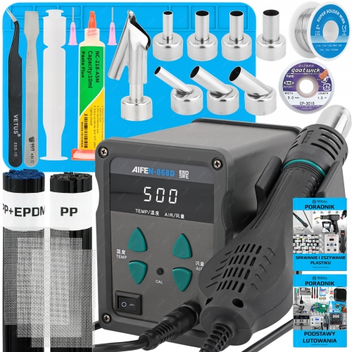 ZESTAW STACJA LUTOWNICZA HOT AIR SPAWARKA PLASTIKU AIFEN 868D 500C XLv3