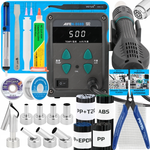 ZESTAW STACJA LUTOWNICZA HOT AIR SPAWARKA PLASTIKU AIFEN 868D 500C XXLv2