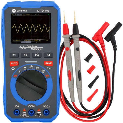 CYFROWY OSCYLOSKOP MULTIMETR MIERNIK PRĄDU UNIWERSALNY SUNSHINE DT-24 PRO