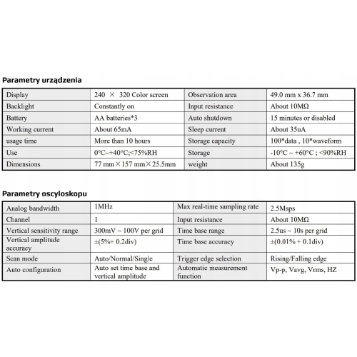 CYFROWY OSCYLOSKOP MULTIMETR MIERNIK PRĄDU UNIWERSALNY SUNSHINE DT-24 PRO