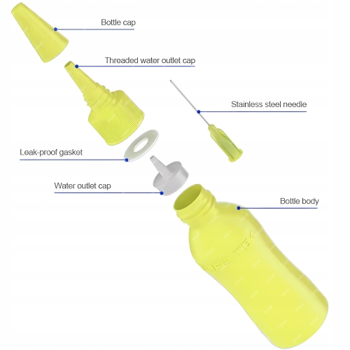 BUTELKA DOZOWNICZA NA PŁYNY CHEMIE ELEKTRONIKI TB1 ŻÓŁTA 50ml Z IGŁĄ