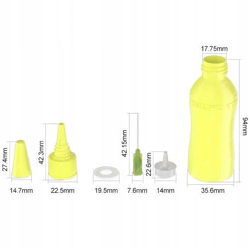 BUTELKA DOZOWNICZA NA PŁYNY CHEMIE ELEKTRONIKI TB1 ŻÓŁTA 50ml Z IGŁĄ