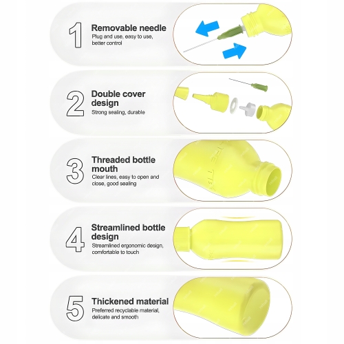 BUTELKA DOZOWNICZA NA PŁYNY CHEMIE ELEKTRONIKI TB1 ŻÓŁTA 50ml Z IGŁĄ