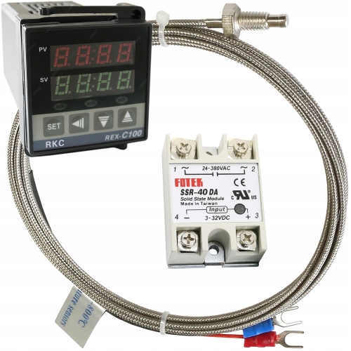 STEROWNIK TEMPERATURY REGULATOR REX C100 + CZUJNIK M8 + PRZEKAŹNIK SSR 40A