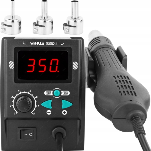 STACJA LUTOWNICZA HOT AIR NA GORĄCE POWIETRZE YIHUA 959D-I 700W + AKCESORIA