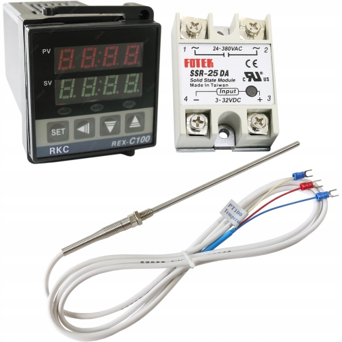 STEROWNIK REX C100 230+SSR 25A+PT100 M8 5x150 3PIN