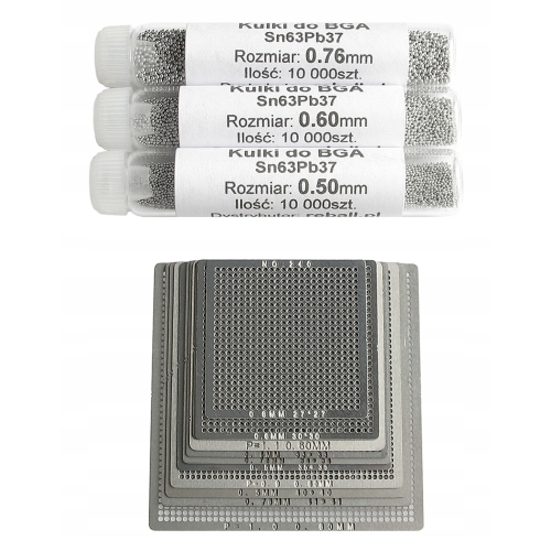 SITA BGA UNIWERSALNE SITO 0.5 0,6 0.76 12x REBALLING ZESTAW KULEK BGA PMTC
