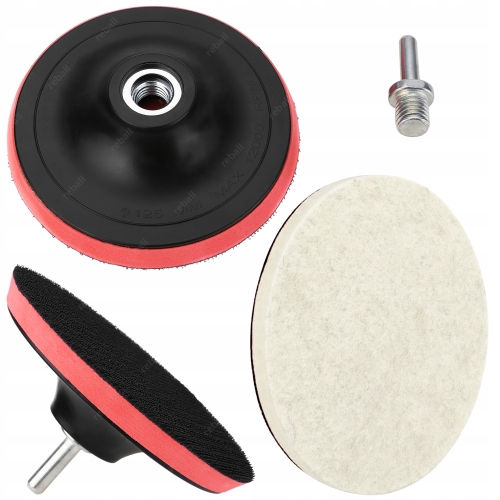 TARCZA Z RZEPEM DYSK NA RZEP TALERZ DO WIERTARKI + FILC POLERSKI 125mm