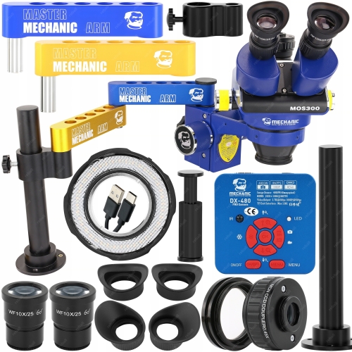 MIKROSKOP STEREOSKOPOWY MECHANIC MOS300 TRIOKULAR + UCHWYT M3 STELAŻ STOŁU