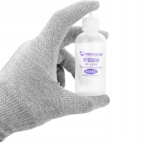 5x BUTELKA DOZOWNICZA NA PŁYNY CHEMIE ELEKTRONIKI HP-LDPE PE50 50ml+5x IGŁA