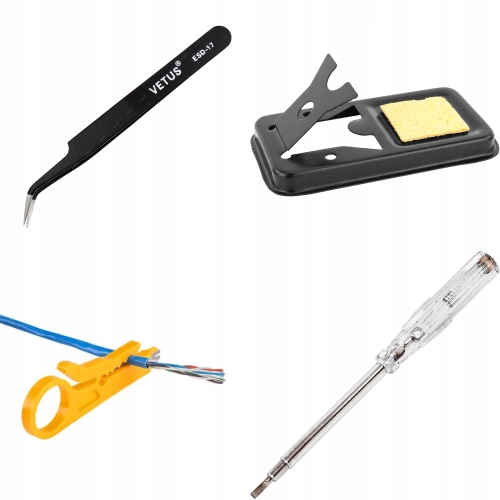 ZESTAW LUTOWNICA PRECYZYJNA 80W 19 EL. SKRZYNKA NARZĘDZIOWA DLA ELEKTRONIKA