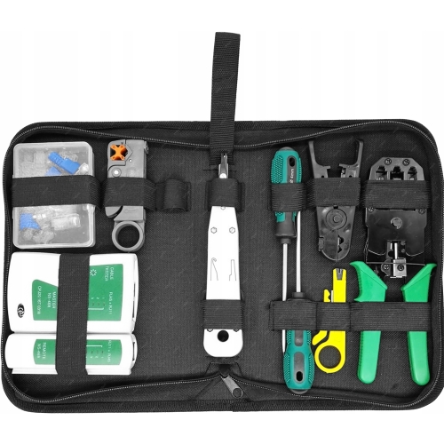 NARZĘDZIA SIECIOWE DEXXER BS-470 ZACISKARKA RJ45 TESTER KABLI ŚCIĄGACZ ETUI