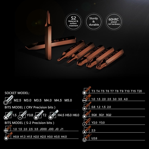 ZESTAW ŚRUBOKRĘTÓW PRECYZYJNYCH BITÓW TORX JAKEMY JM-8166 DO TELEFONÓW 61w1