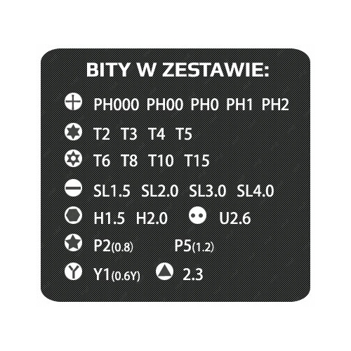 ZESTAW ŚRUBOKRĘTÓW PRECYZYJNYCH WKRĘTAKÓW BITÓW RT0104 DO TELEFONÓW 25w1