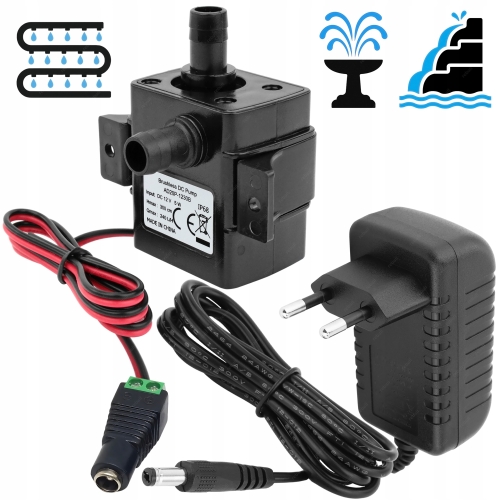 ZESTAW POMPKA POMPA DO WODY OBIEGOWA ZANURZENIOWA OCZKO WODNE+ ZASILACZ 12V