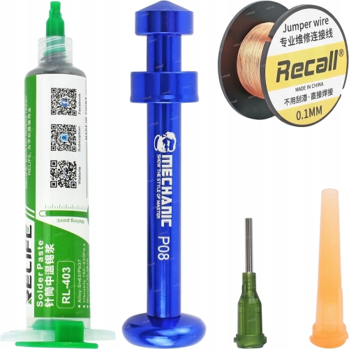 PASTA LUTOWNICZA RELIFE RL-403 POPYCHACZ TŁOK P08 DRUT MIEDZIANY + 2x IGŁA