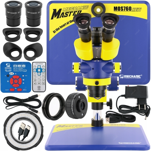 MIKROSKOP STEREOSKOPOWY TRINOKULAR MECHANIC MOS760-B11 7-60x KAM 48MP DX480