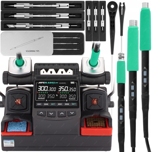 ZESTAW STACJA LUTOWNICZA AIFEN A902 PRO 350W 3W1 9 GROTÓW C115 C210 C245