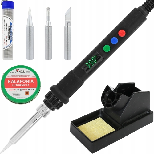 LUTOWNICA PRECYZYJNA KOLBOWA S801B 80W Z REGULACJĄ TEMPERATURY + AKCESORIA