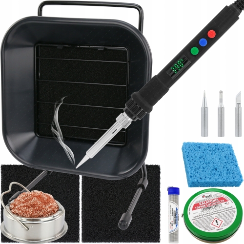 LUTOWNICA PRECYZYJNA S801B 80W + POCHŁANIACZ OPARÓW DYMU 30W+ AKCESORIA XL