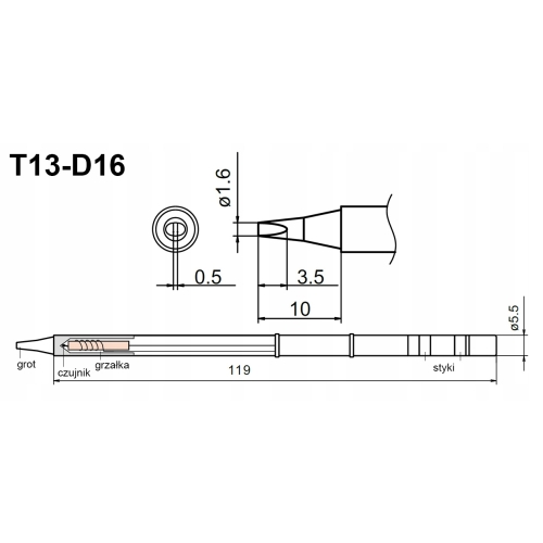 GROT T13-D16 DO LUTOWNICY BAKON 950D KOLBA LF007