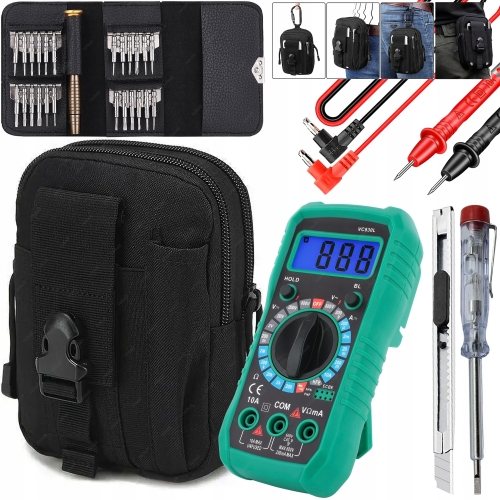 MULTIMETR MIERNIK ELEKTRYCZNY NAPIĘCIA PRĄDU+ SASZETKA + ZESTAW NARZĘDZI XL