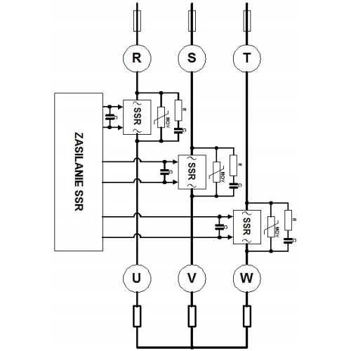 PRZEKAŹNIK PÓŁPRZEWODNIKOWY SSR 150A 3 FAZY DC-AC