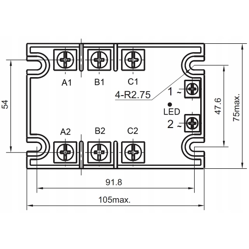 PRZEKAŹNIK PÓŁPRZEWODNIKOWY SSR 150A 3 FAZY DC-AC