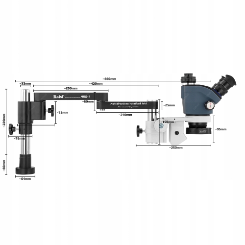 MIKROSKOP STEREOSKOPOWY KAISI TX-MRS 350S +POCHŁANIACZ OPARÓW STELAŻ STOŁU