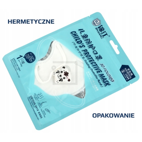 10x MASKA MASECZKA OCHRONNA DLA DZIECI ANTYSMOGOWA PRZECIWPYŁOWA KN95 FFP2