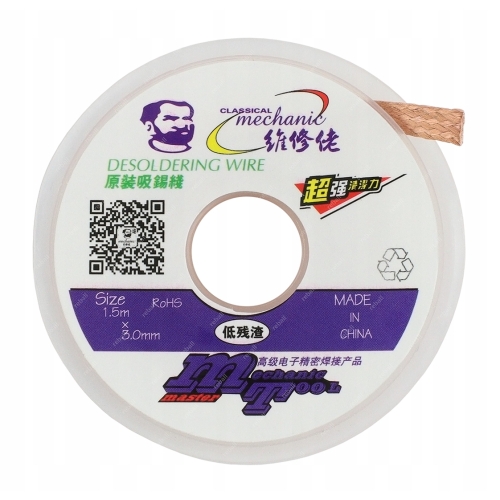 PLECIONKA LUTOWNICZA TAŚMA MIEDZIANA ROZLUTOWNICZA SSĄCA DO CYNY 1,5m 3,0mm