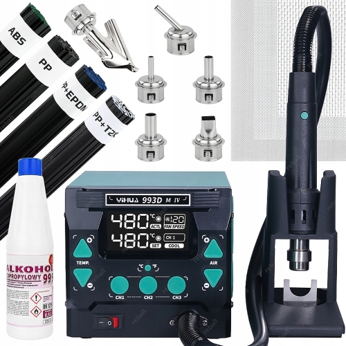 ZESTAW SPAWARKA DO PLASTIKU YIHUA 993DM-4 1000W XL- SPOIWO ABS PP T2X EPDM