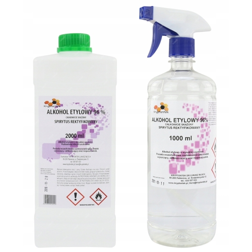 ETANOL ALKOHOL ETYLOWY 96% SPIRYTUS 2L + 1L SPRYSK