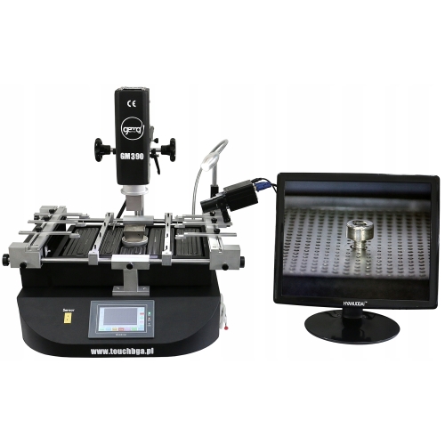 STACJA LUTOWNICZA BGA SMD DO NAPRAW GM390 5450W 2x HOT AIR IR KAMERA LCD
